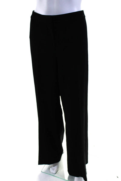 St. John Caviar Womens Zipper Fly High Rise Pleated Wide Leg Pants Black Size 12