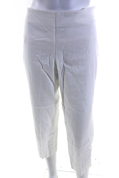 Elie Tahari Womens Side Zip High Rise Straight Cropped Pants White Cotton Medium