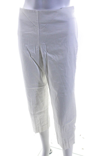 Elie Tahari Womens Side Zip High Rise Straight Cropped Pants White Cotton Medium