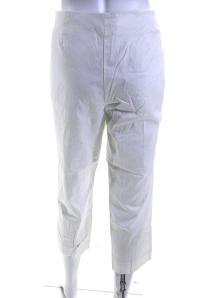 Elie Tahari Womens Side Zip High Rise Straight Cropped Pants White Cotton Medium