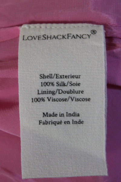 Love Shack Fancy Womens Silk Elastic Waist Lined Mini Tiered Skirt Pink Size XS