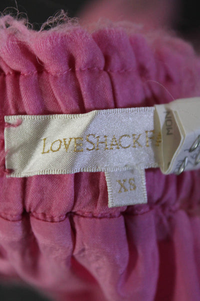 Love Shack Fancy Womens Silk Elastic Waist Lined Mini Tiered Skirt Pink Size XS