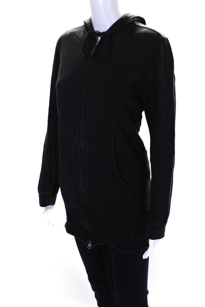 Vince Womens Cotton Knit Full Zip Up Long Sleeve Sweatshirt Hoodie Black Size S