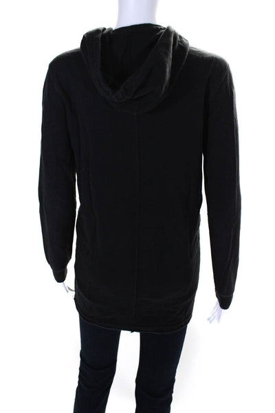 Vince Womens Cotton Knit Full Zip Up Long Sleeve Sweatshirt Hoodie Black Size S