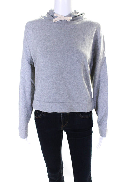 Madewell Womens Knit Cropped Hoodie Sweatshirt Pullover Top Gray Size M