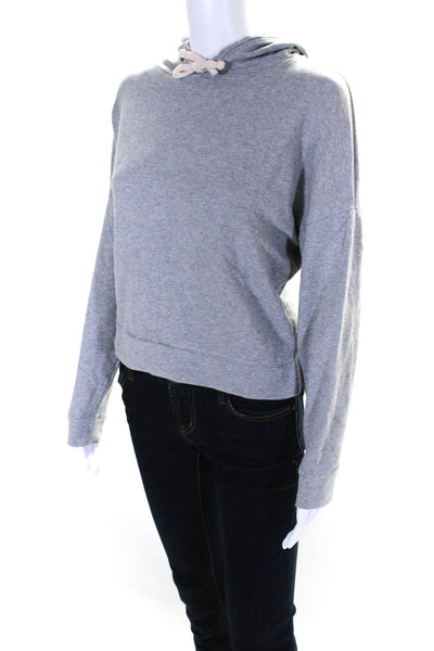 Madewell Womens Knit Cropped Hoodie Sweatshirt Pullover Top Gray Size M