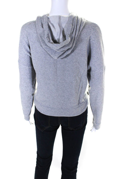 Madewell Womens Knit Cropped Hoodie Sweatshirt Pullover Top Gray Size M