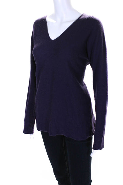 Vince Womens Wool Knit V-Neck Long Sleeve Pullover Sweater Top Purple Size S