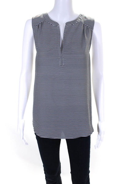 Joie Womens Woven Striped Sleeveless V-Neck Pullover Blouse Top Black Size L