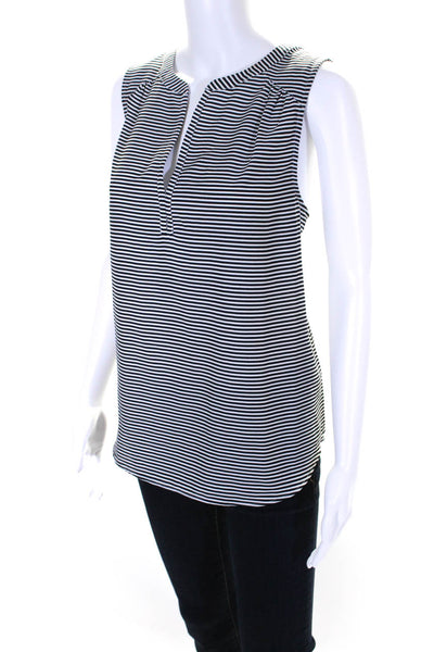 Joie Womens Woven Striped Sleeveless V-Neck Pullover Blouse Top Black Size L