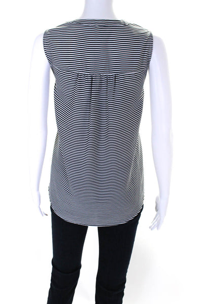 Joie Womens Woven Striped Sleeveless V-Neck Pullover Blouse Top Black Size L