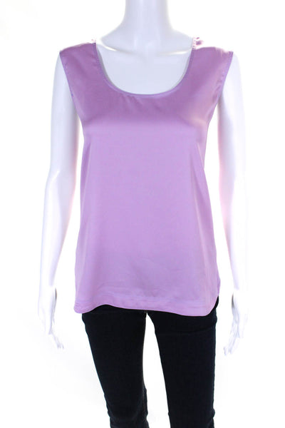 Donna Karan New York Womens Satin Sleeveless Scoop Neck Blouse Lavender Size L