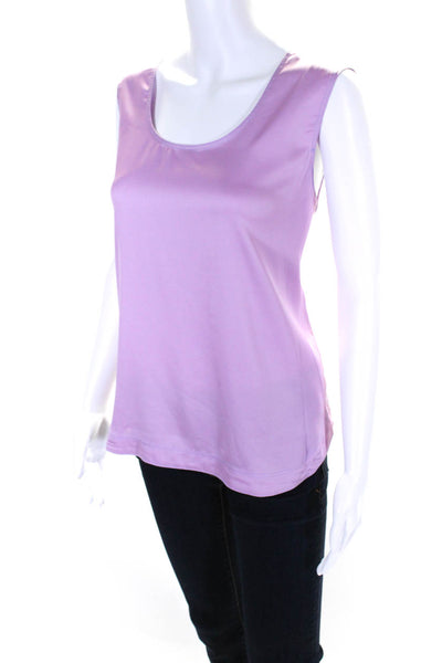 Donna Karan New York Womens Satin Sleeveless Scoop Neck Blouse Lavender Size L