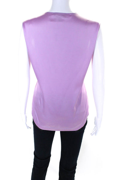 Donna Karan New York Womens Satin Sleeveless Scoop Neck Blouse Lavender Size L