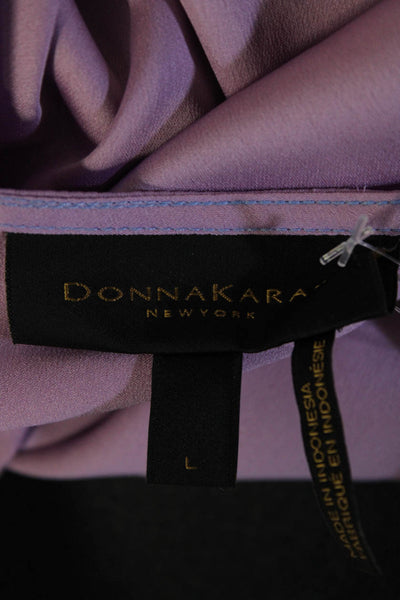 Donna Karan New York Womens Satin Sleeveless Scoop Neck Blouse Lavender Size L