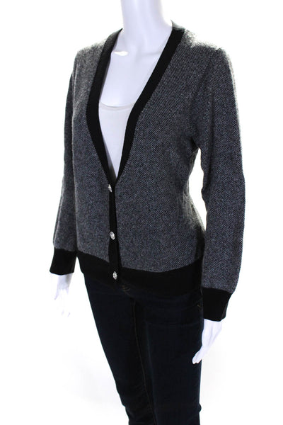 J Crew Womens Gray Wool Embellished Buttons V-Neck Cardigan Sweater Top Size XL