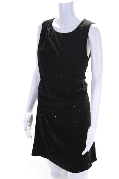 Haute Hippie Womens Gem Stoned Draped Sleeveless A-Line Dress Black Size S