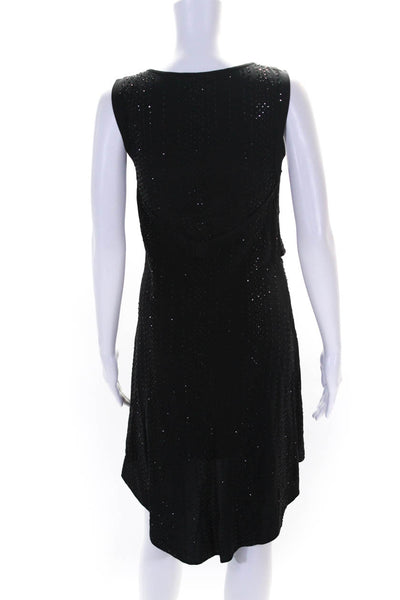 Haute Hippie Womens Gem Stoned Draped Sleeveless A-Line Dress Black Size S