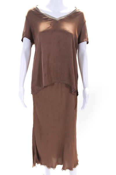 Nation LTD Womens V-Neck Sleeveless Pullover Blouse Pants Set Brown Size M L