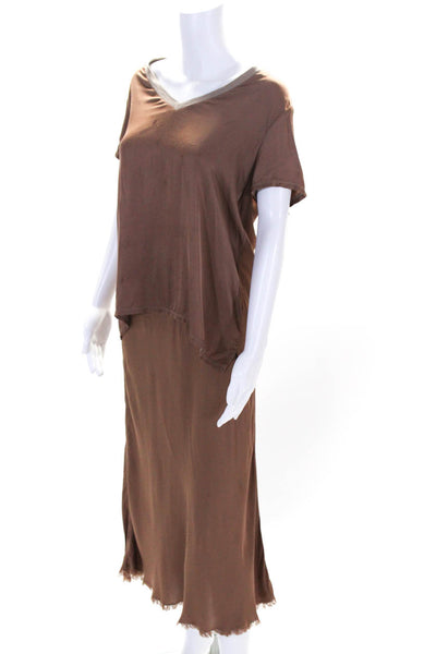 Nation LTD Womens V-Neck Sleeveless Pullover Blouse Pants Set Brown Size M L