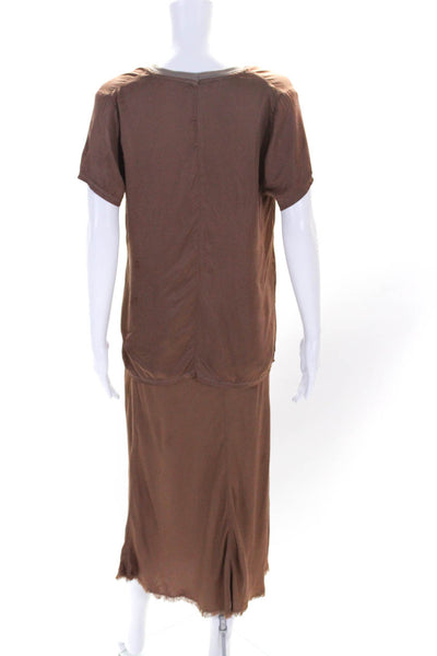 Nation LTD Womens V-Neck Sleeveless Pullover Blouse Pants Set Brown Size M L