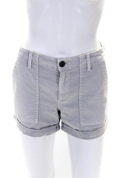 Vince Womens Cotton Canvas Mid Rise Patch Short Cargo Shorts Light Gray Size 25