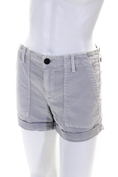 Vince Womens Cotton Canvas Mid Rise Patch Short Cargo Shorts Light Gray Size 25