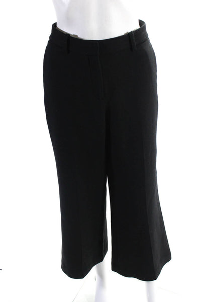 Theory Womens Solid Black High Rise Pleated Wide Leg Dress Pants Size 8