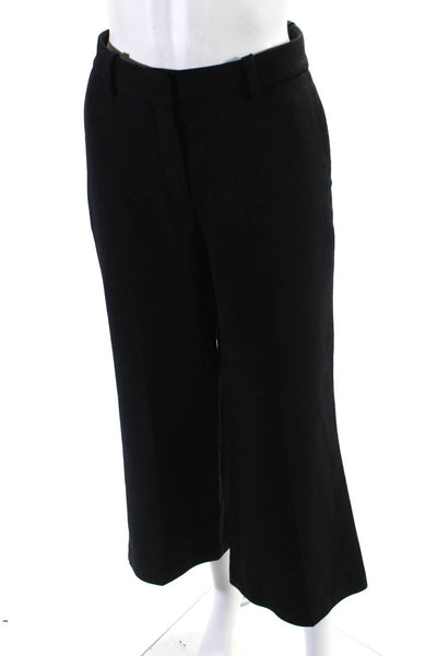 Theory Womens Solid Black High Rise Pleated Wide Leg Dress Pants Size 8