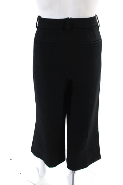 Theory Womens Solid Black High Rise Pleated Wide Leg Dress Pants Size 8