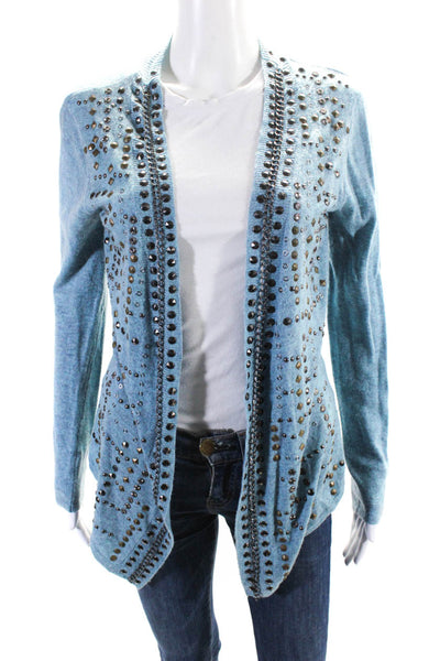 Alberto Makali Womens Blue Studded Open Front Cardigan Sweater Top Size S