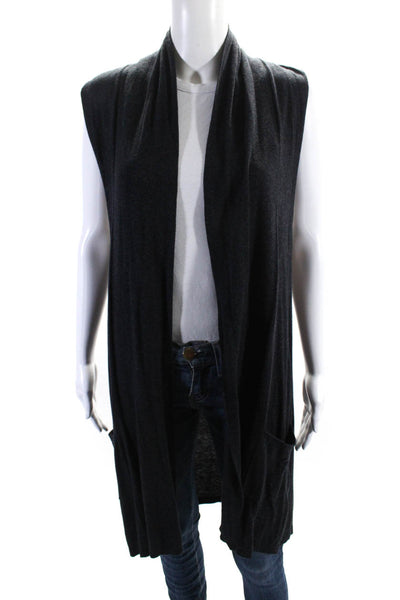 August Silk Womens Gray Silk Cowl Neck Sleeveless Cardigan Sweater Top Size S