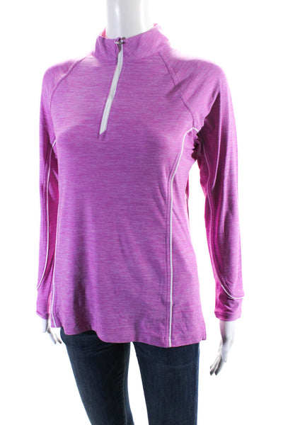 Peter Millar Women's Quarter Zip Long Sleeves Athletic Sweater Pink Size S