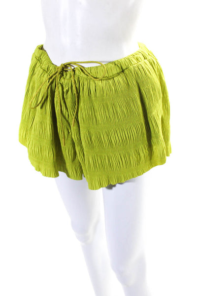 FP Movement Womens Drawstring Mid Rise Short Shorts Green Size Large