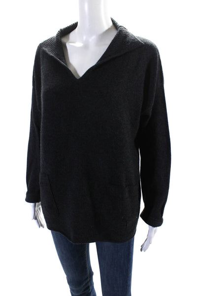 Maria Di Ripabianca Womens Black Wool Collar Long Sleeve Sweater Top Size 6