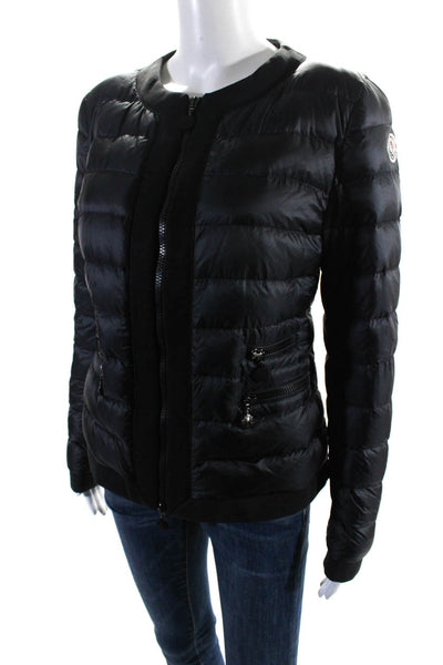 Moncler Womens Quilted Full Zip Up Long Sleeve Marais Puffer Coat Jacket Black S