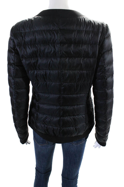 Moncler Womens Quilted Full Zip Up Long Sleeve Marais Puffer Coat Jacket Black S