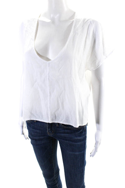 Sunny Womens Cotton Woven Scoop Neck Sleeveless Blouse Top White Size 1