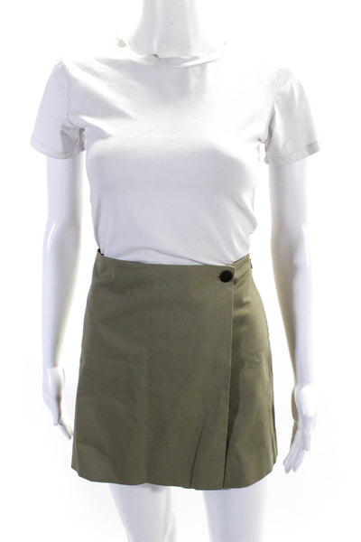 Theory Womens Cotton Zip Up Overlay Skirt Skort Size Olive Green Size 6