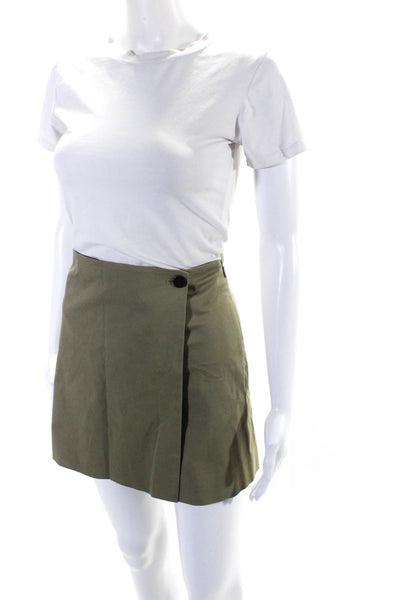 Theory Womens Cotton Zip Up Overlay Skirt Skort Size Olive Green Size 6