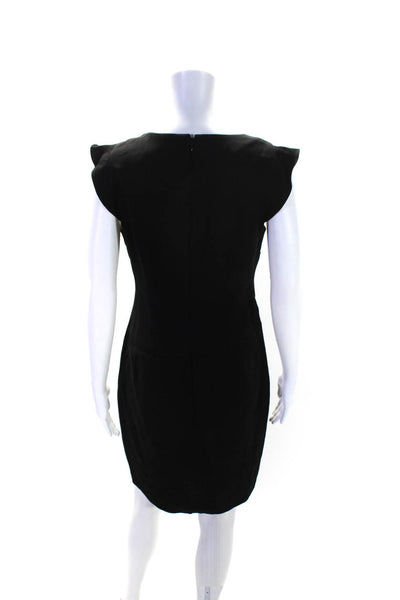 Elie Tahari Womens Back Zip Scoop Neck Sheer Trim Sheath Dress Black Size 6