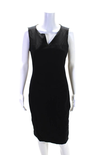 Elie Tahari Womens Back Zip Sleeveless V Neck Sheath Dress Black Wool Size 4