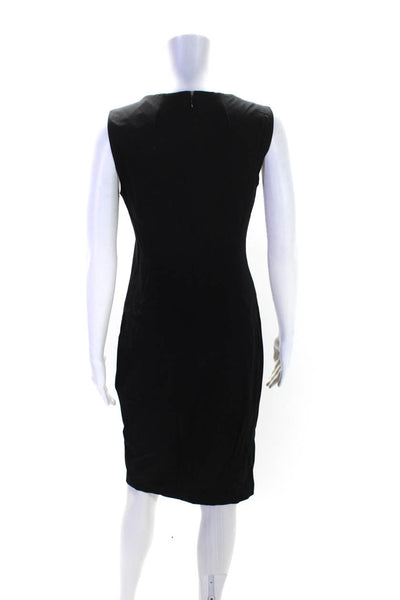 Elie Tahari Womens Back Zip Sleeveless V Neck Sheath Dress Black Wool Size 4