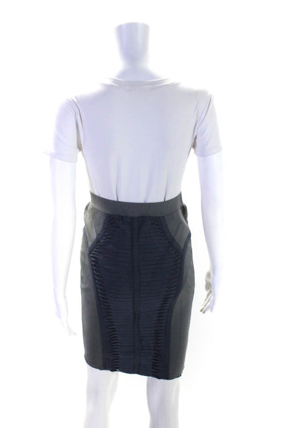 Elie Tahari Womens Knee Length Twist Knit Pencil Skirt Gray Size Small