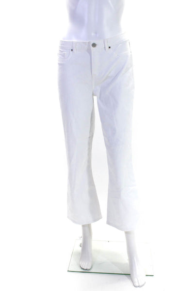 Elie Tahari Womens High Rise Wide Leg Cropped Jeans White Denim Size 28