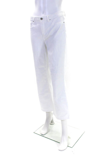 Elie Tahari Womens High Rise Wide Leg Cropped Jeans White Denim Size 28