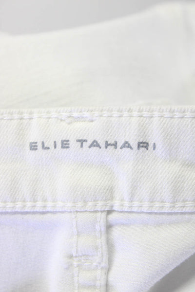 Elie Tahari Womens High Rise Wide Leg Cropped Jeans White Denim Size 28