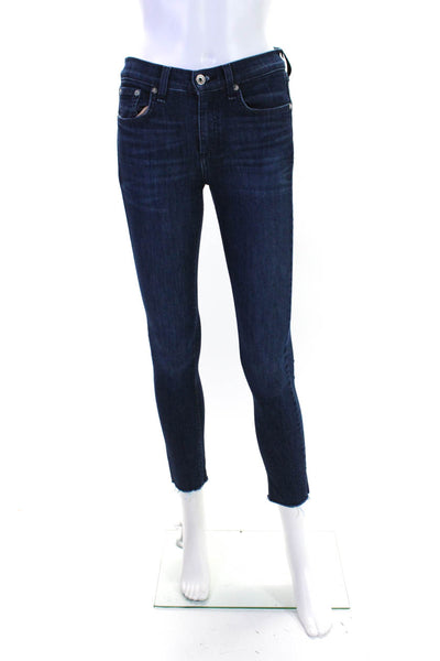 Rag & Bone Womens Cotton Dark Washed Buttoned Skinny Leg Jeans Blue Size EUR26