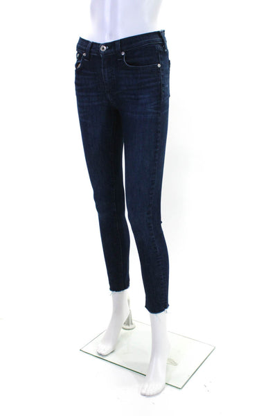 Rag & Bone Womens Cotton Dark Washed Buttoned Skinny Leg Jeans Blue Size EUR26