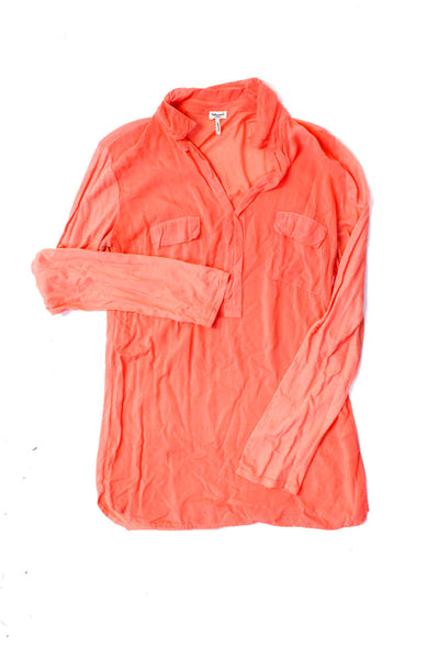 Splendid Women's Collared Long Sleeves Pockets Blouse Orange Size XS Lot 2